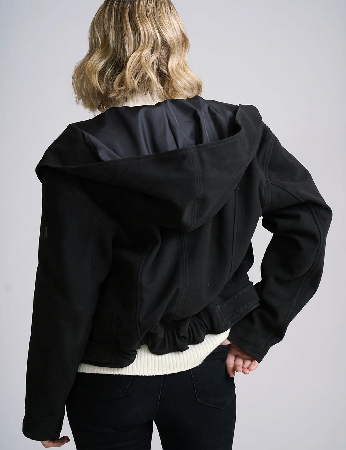 Anna Soft Suede Jacket, Black
