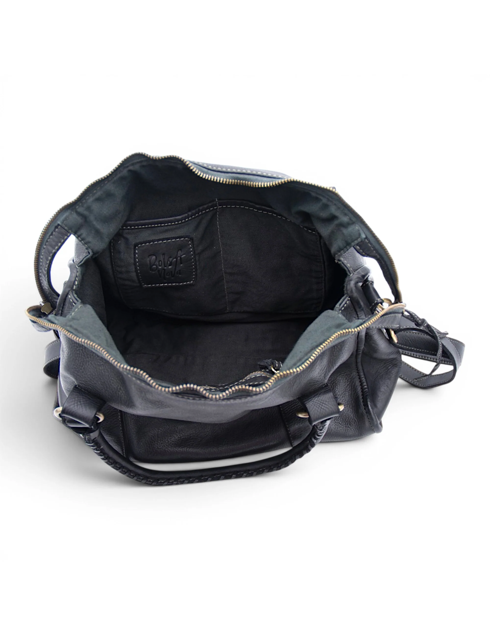 Large Leather Satchel, Black
