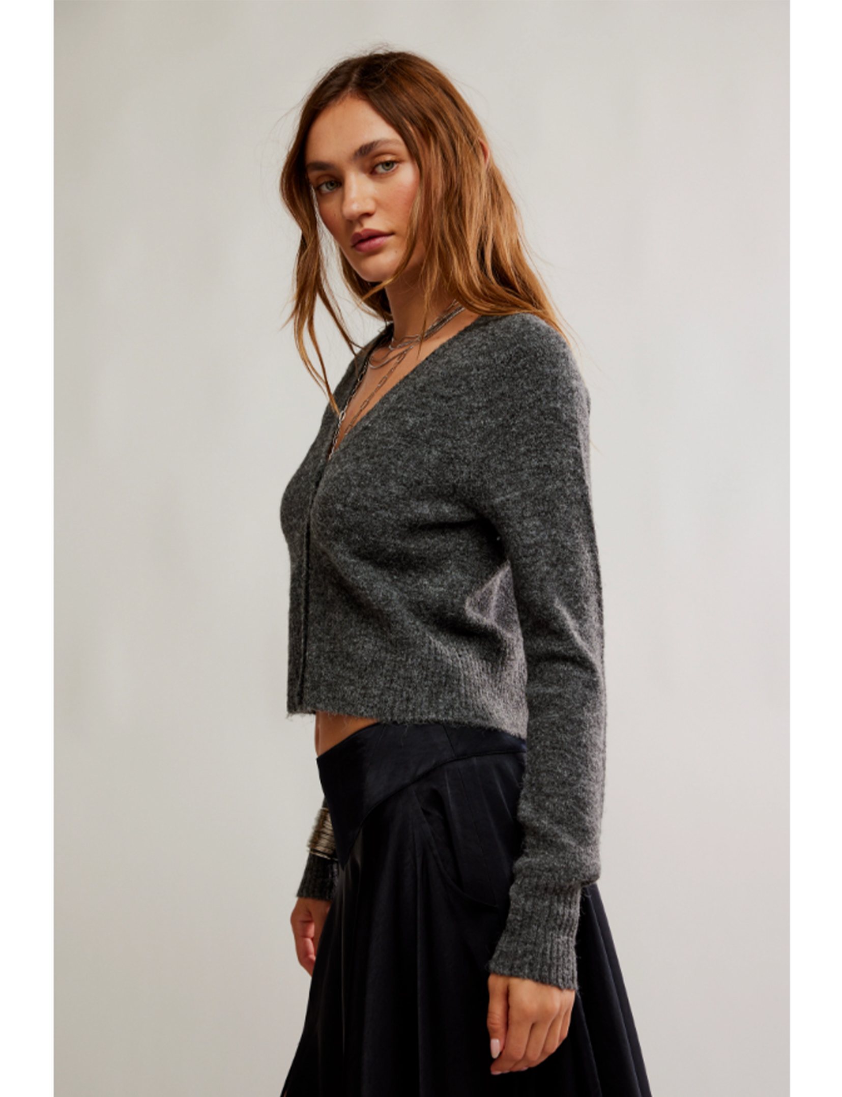 School Girl Cardi, Charcoal Heather