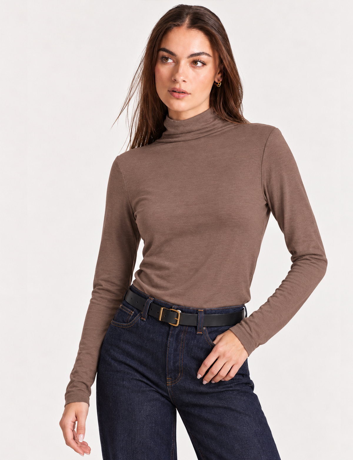 Modern Mock Neck Top, Mink