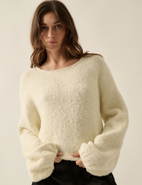 Bubble Sleeve Sweater, Cream