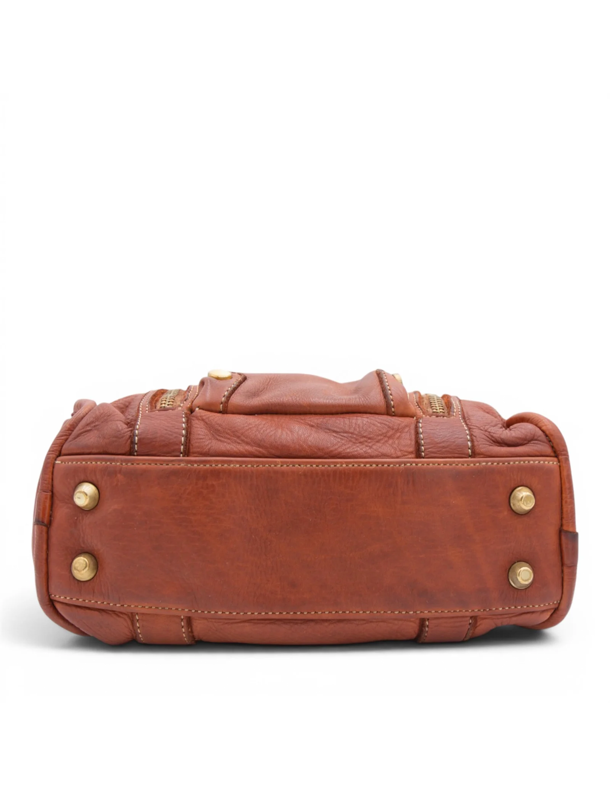 Small Leather Satchel, Cognac