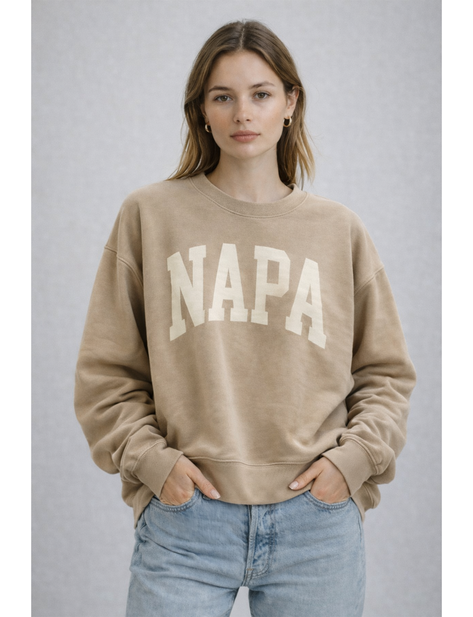 Napa Crewneck Sweatshirt, Sand/Cream