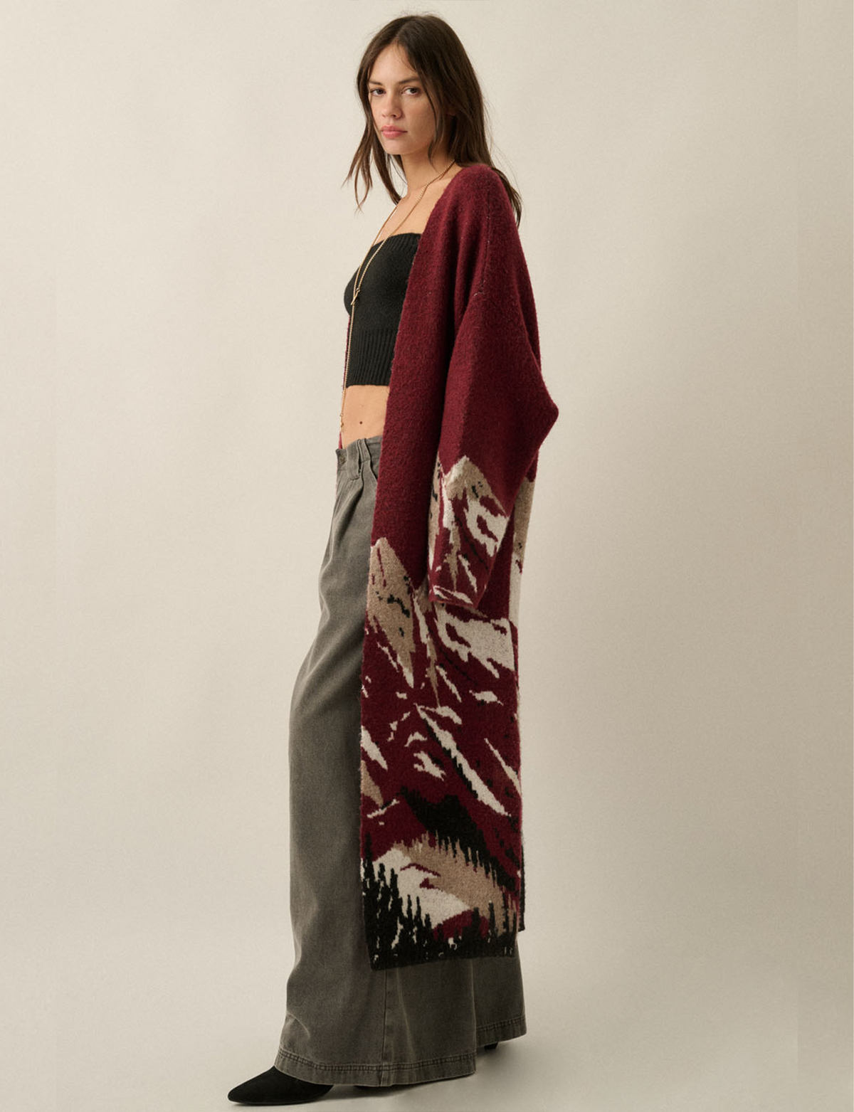 Mountain Scape Duster, Burgundy
