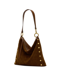 Kyle Large Handbag, Cinnamon Suede/Antique Gold