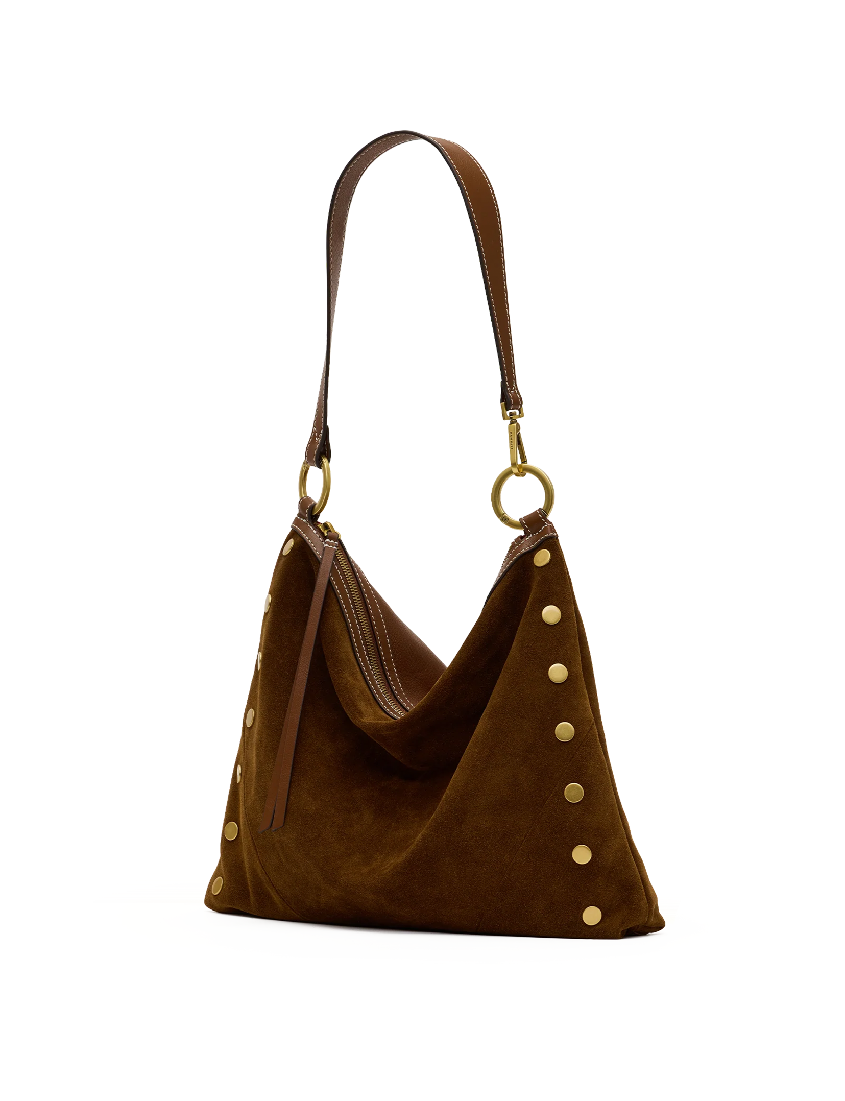 Kyle Large Handbag, Cinnamon Suede/Antique Gold