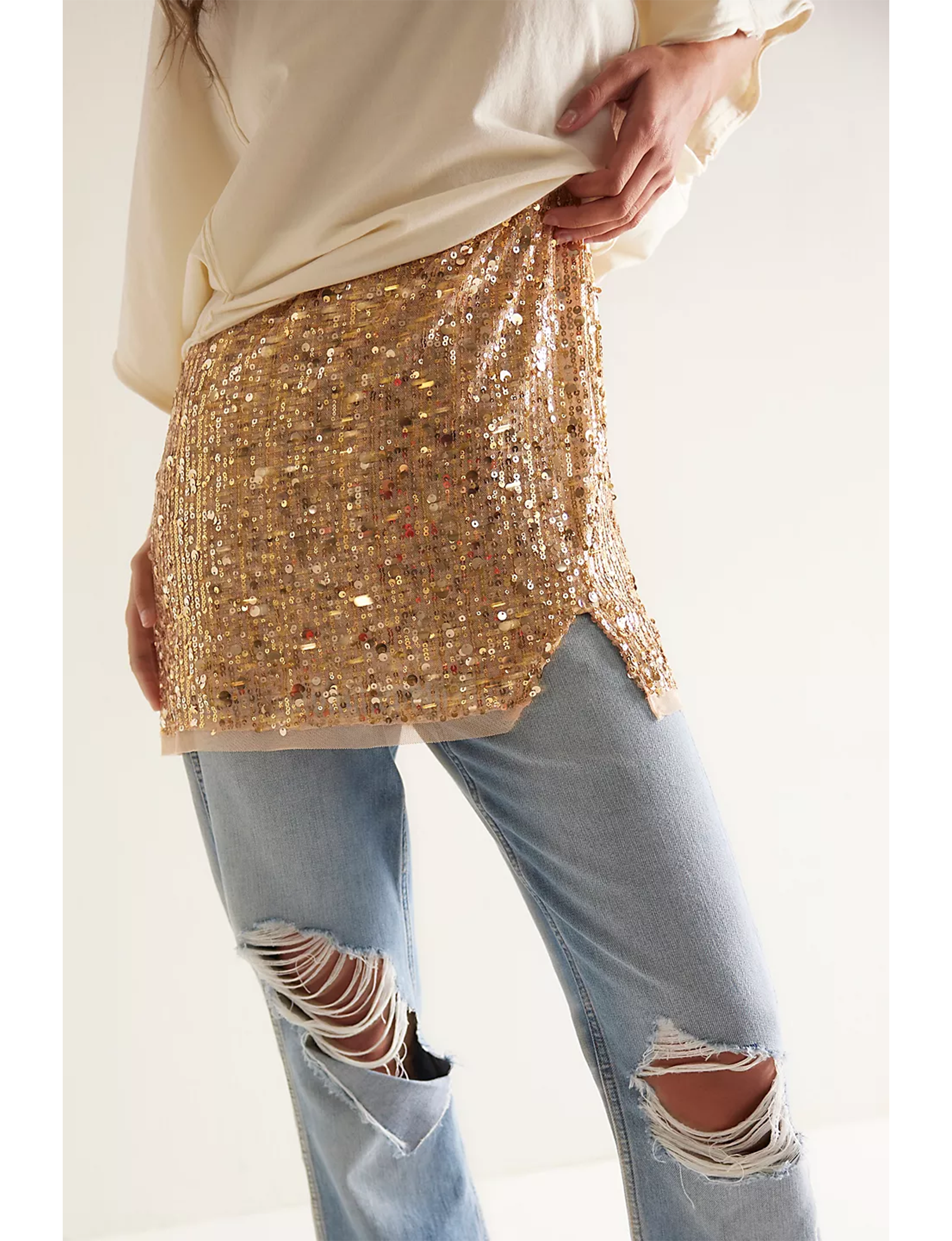 Midnight Kiss Mini Slip, Gold/Combo