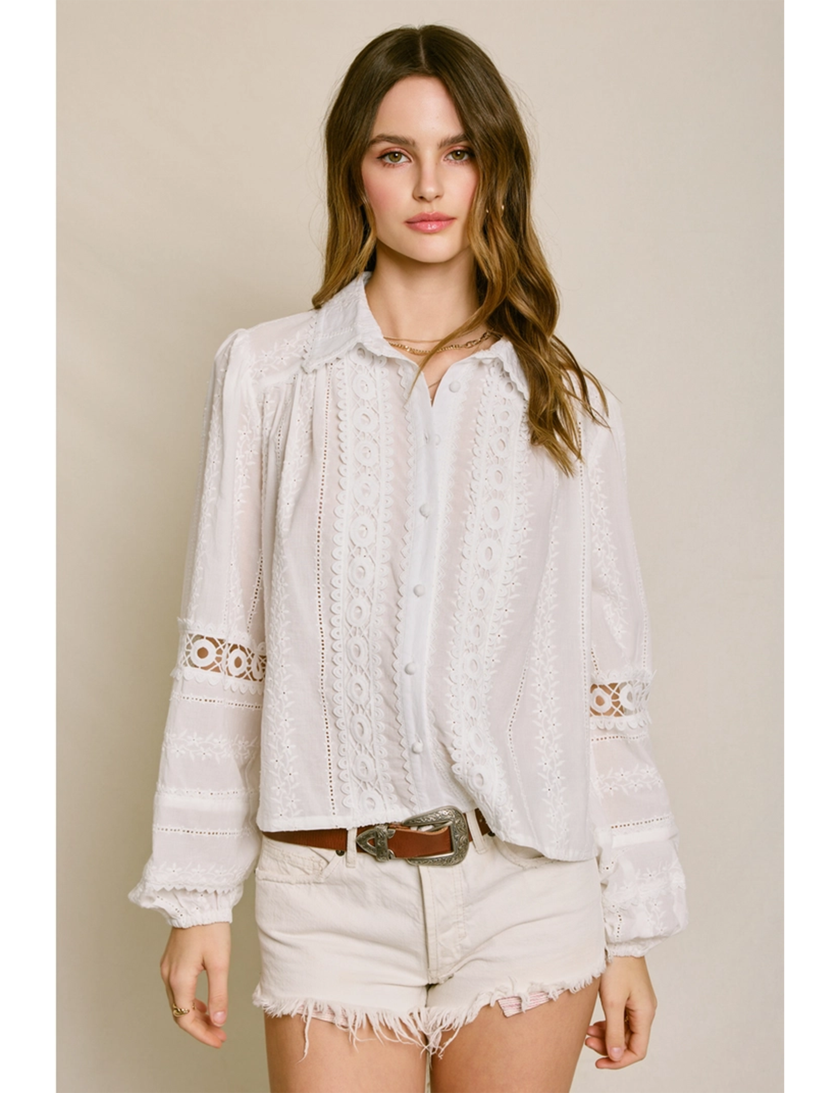 Sunbeam Eyelet Blouse, Ivory