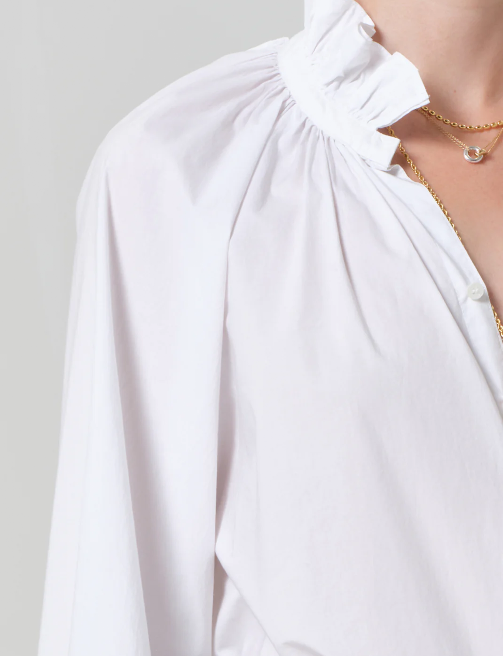 Loretta Ruffle Top, Optic White