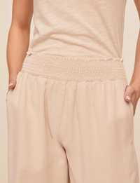 Smocked Pocket Wide Leg Pant, Linen Sand