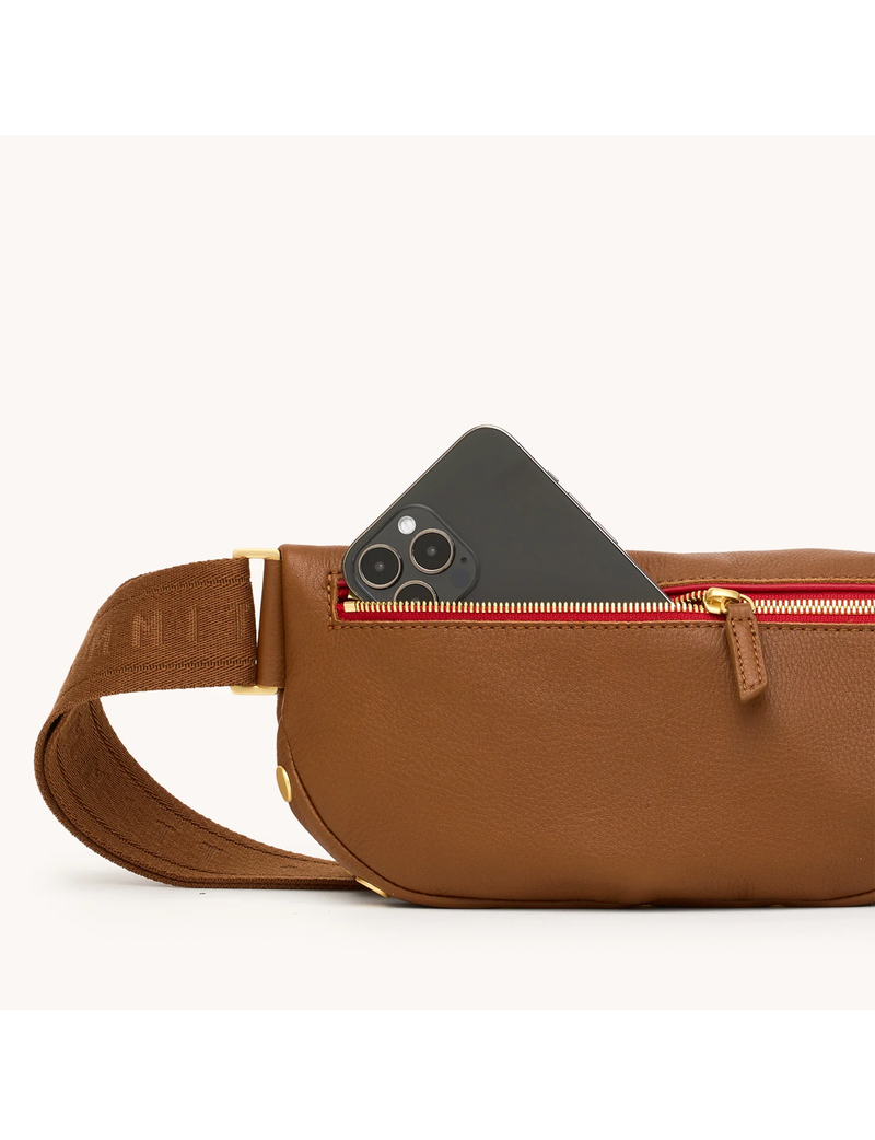 Charles Medium Crossbody, Mahogany/Brushed Gold