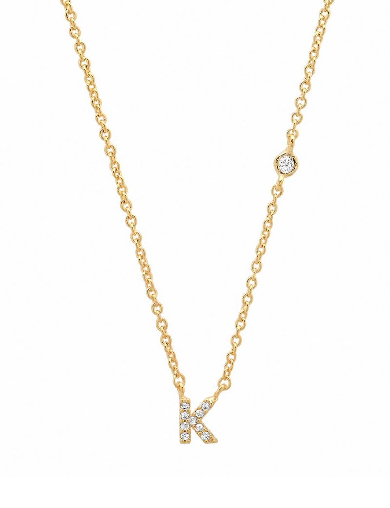 Gold CZ Initial Necklace