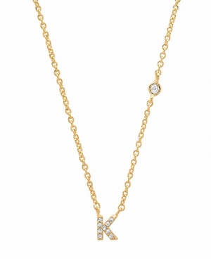 Gold CZ Initial Necklace