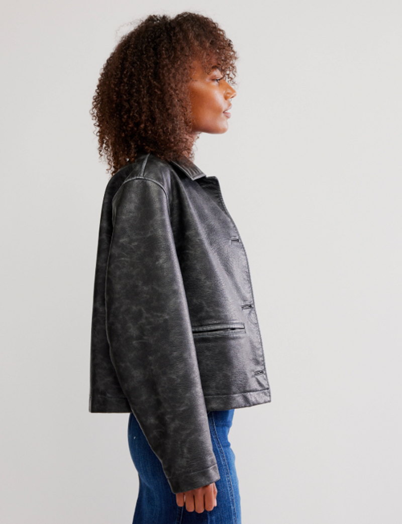 Hera Vegan Leather Jacket, Black