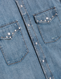 Distressed Western Shirt, Vintage Biker/Blue Stud