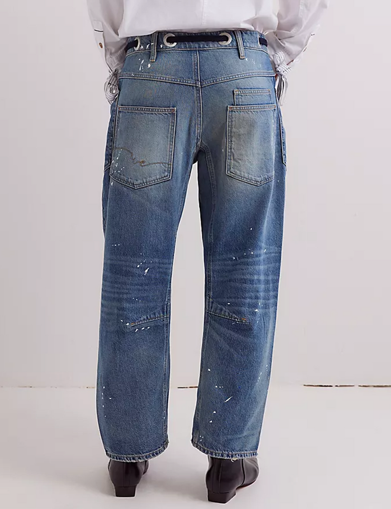 Moxie Low Slung Pull-On Barrel Jeans, Timeless Blue