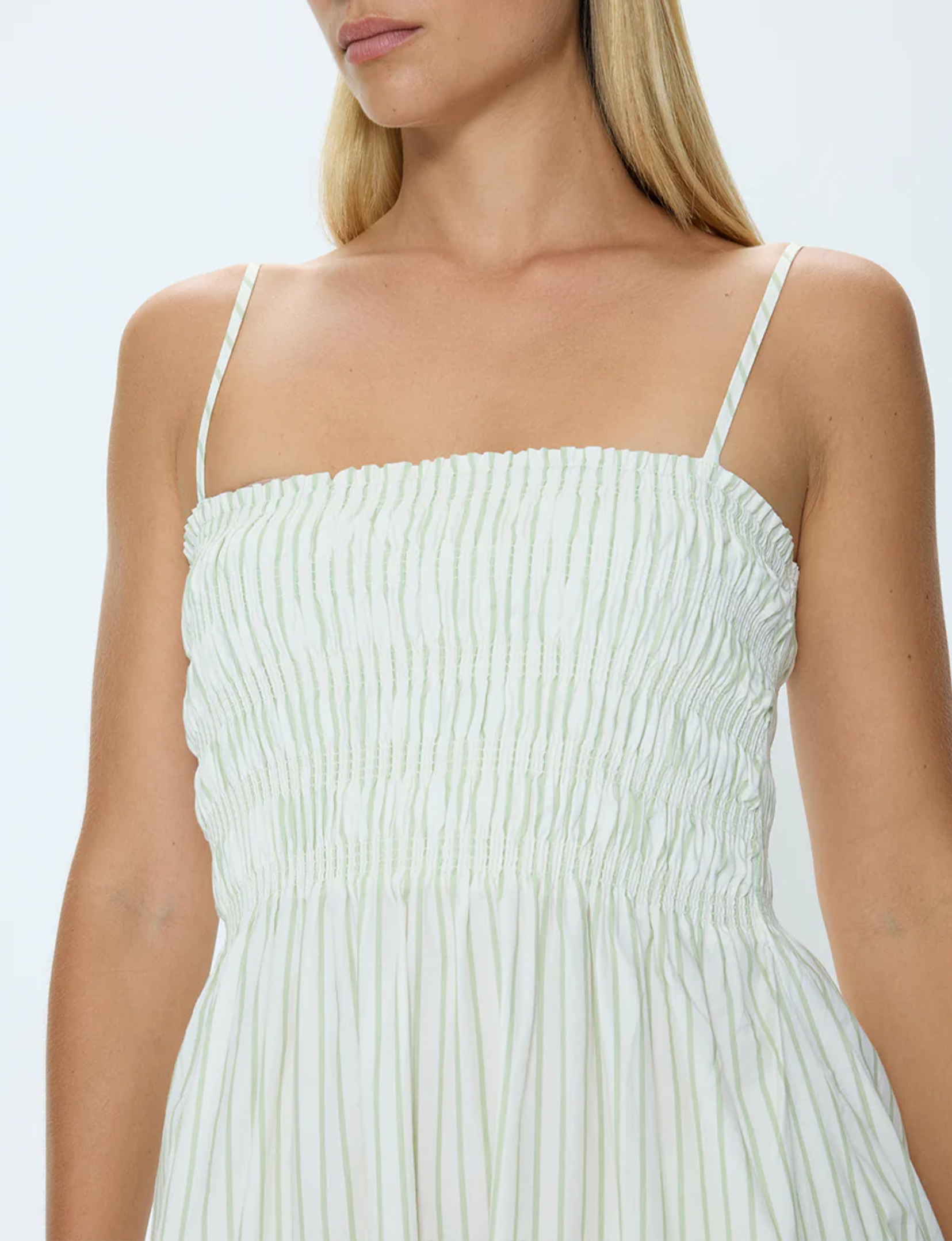 Bianca Dress, Sage Egret Stripe