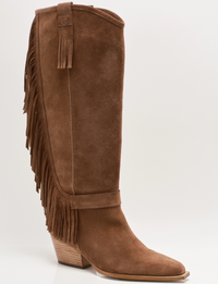Faith Fringe Western Boot, Faded Saddle Suede