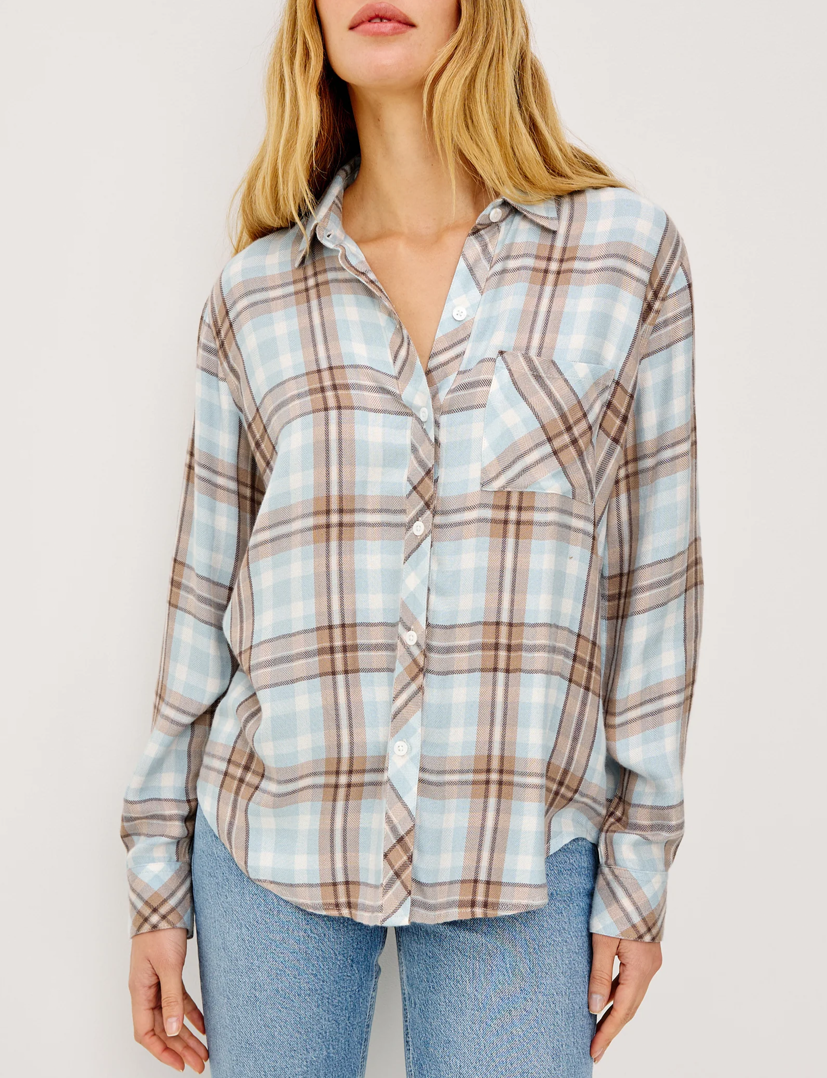 Hunter Plaid Flannel, Chambray/Ivory Dune