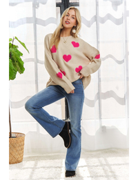 Cupid Heart Sweater, Oatmeal