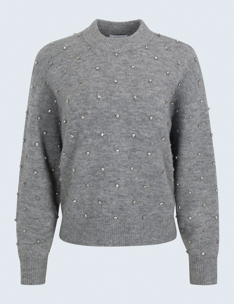 Aura Relaxed Sweater, Charcoal Diamonte