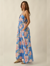Floral Maxi Dress, Retro Blue