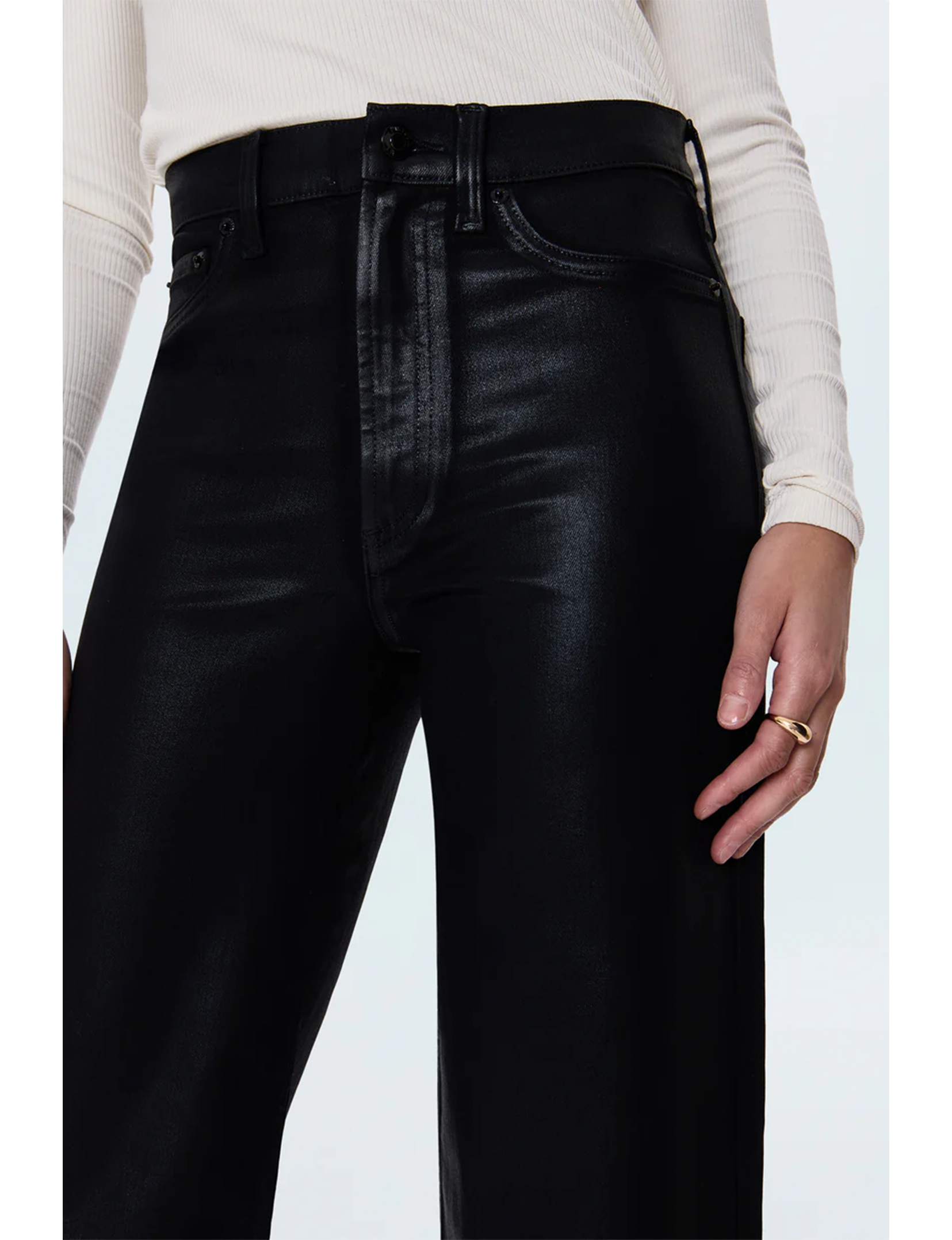 Lana High Rise Ultra Wide Leg, Coated Noir