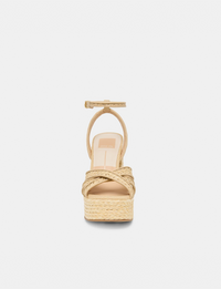 Danila Cross Hatch Heels, Natural Raffia