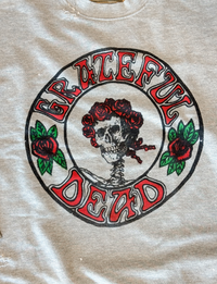Grateful Dead Distressed Shrunken Crew Fleece, Heather Grey