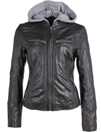 Nola Hooded Leather Jacket,