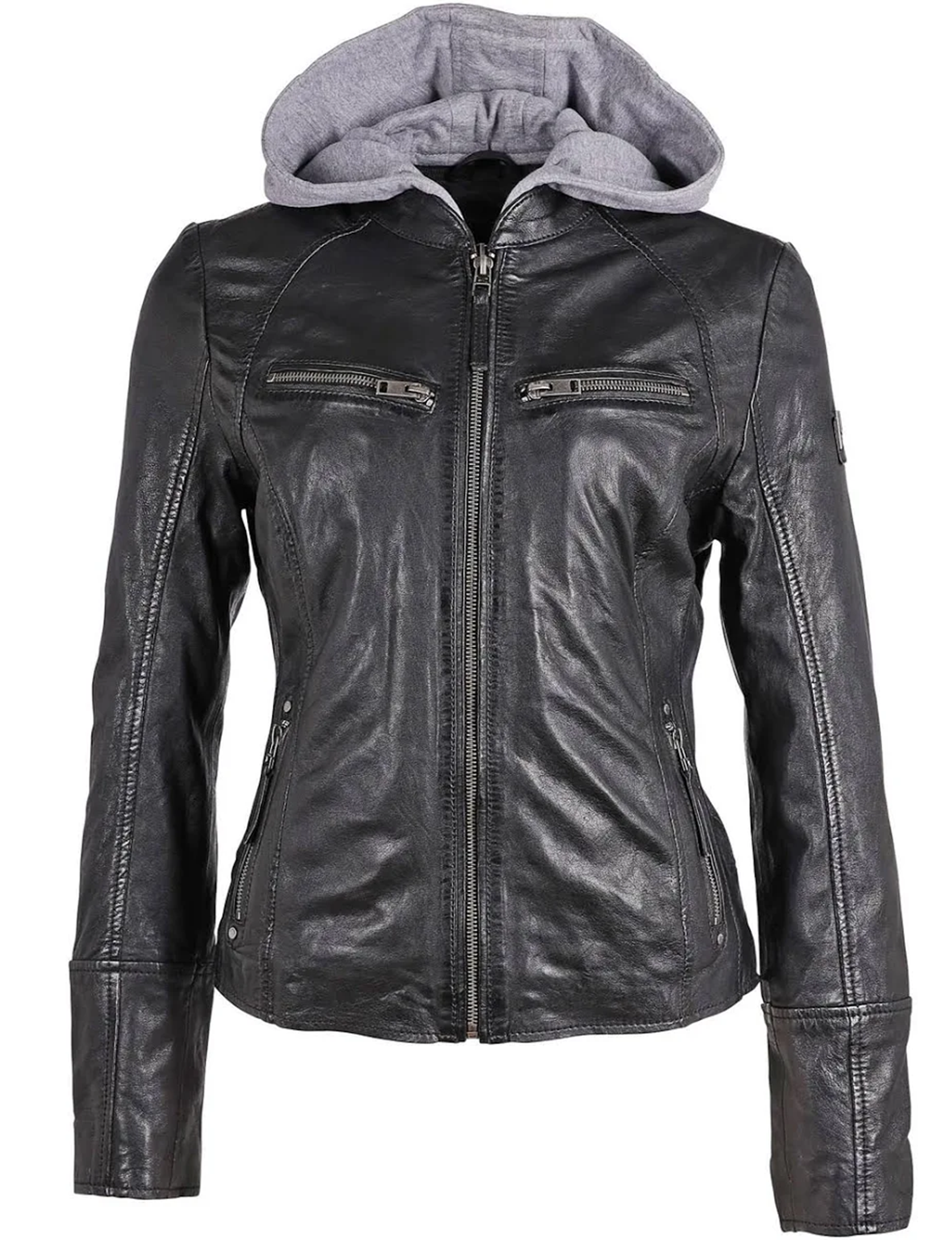 Nola Hooded Leather Jacket,