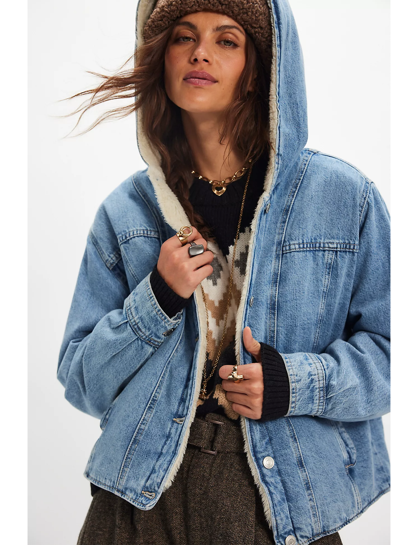 Asher Cozy Denim Jacket, Snowdrift Wash