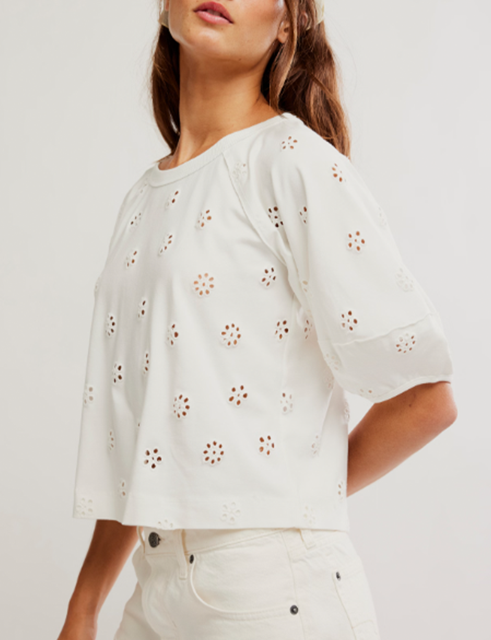 Jessie Eyelet Tee, Whisper White