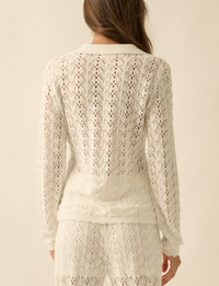 Pointelle Cardigan, Off White