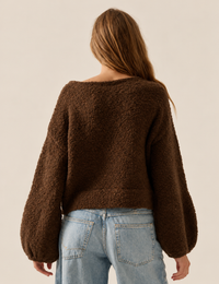 Bubble Sleeve Sweater, Chocolate