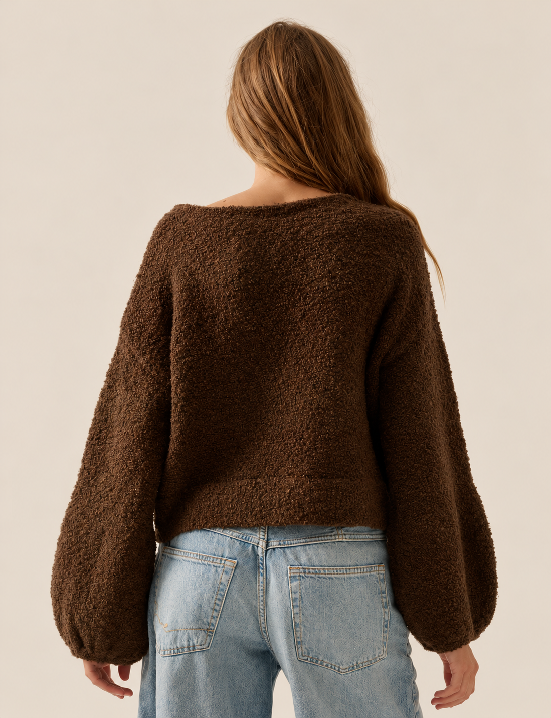 Bubble Sleeve Sweater, Chocolate