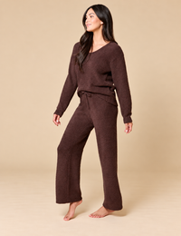 Solid Marshmallow V-Neck Lounge Set, Espresso