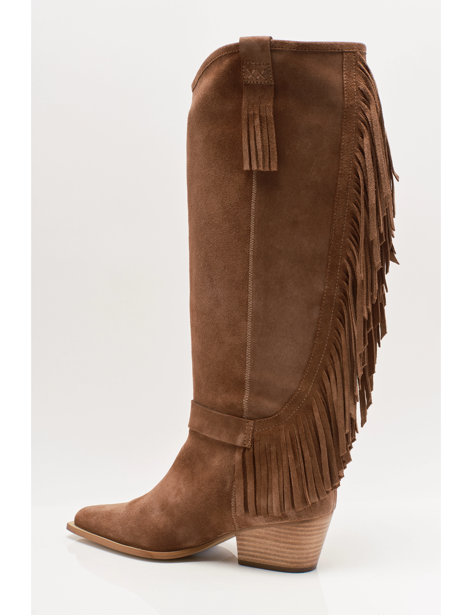 Faith Fringe Western Boot, Faded Saddle Suede