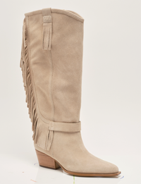 Faith Fringe Western Boot, Shortbread Suede