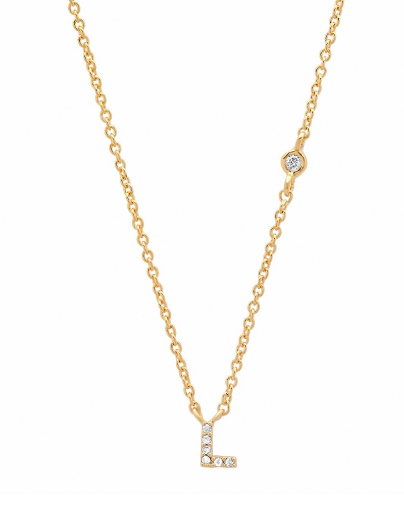 Gold CZ Initial Necklace