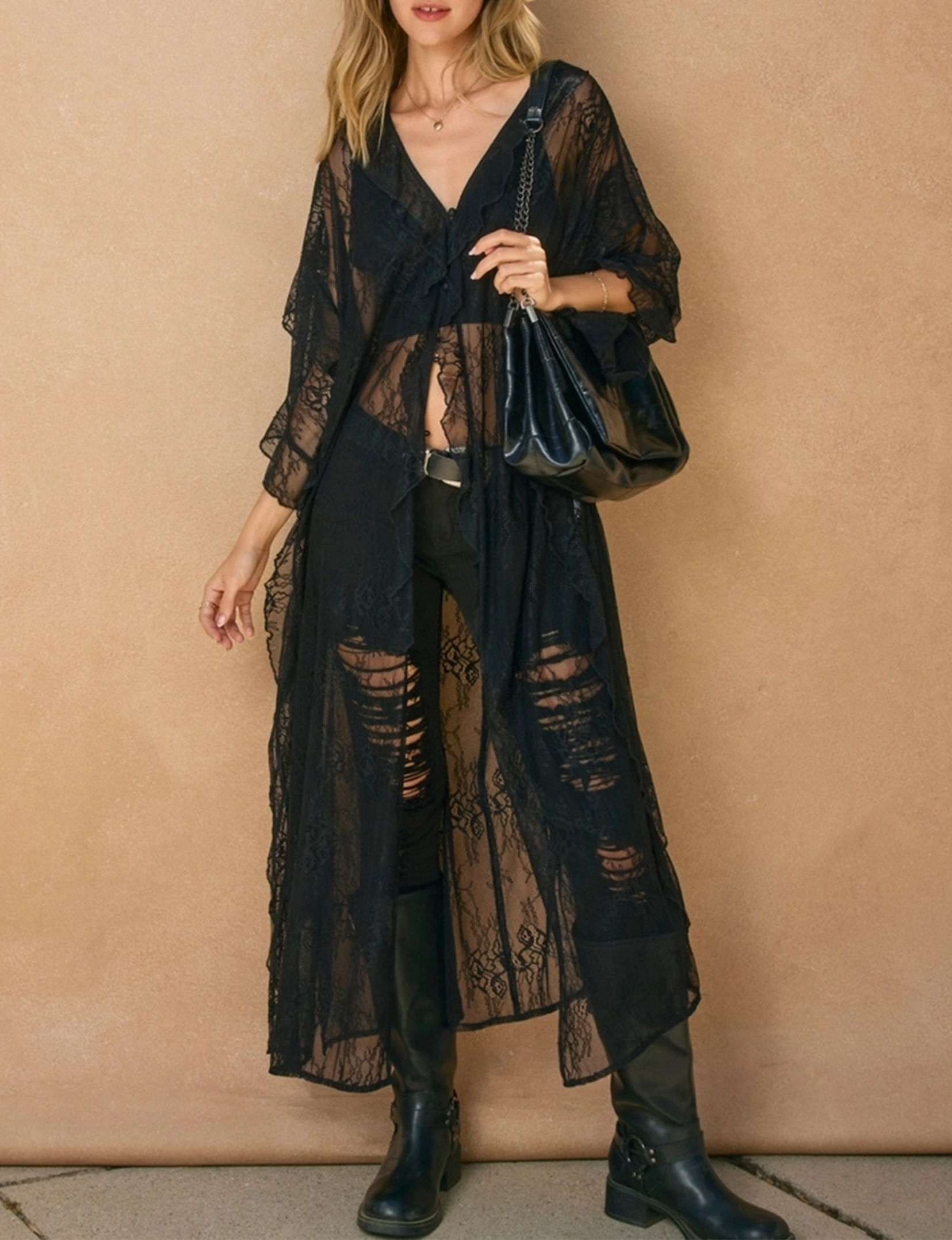 Echo Dunes Kimono, Black