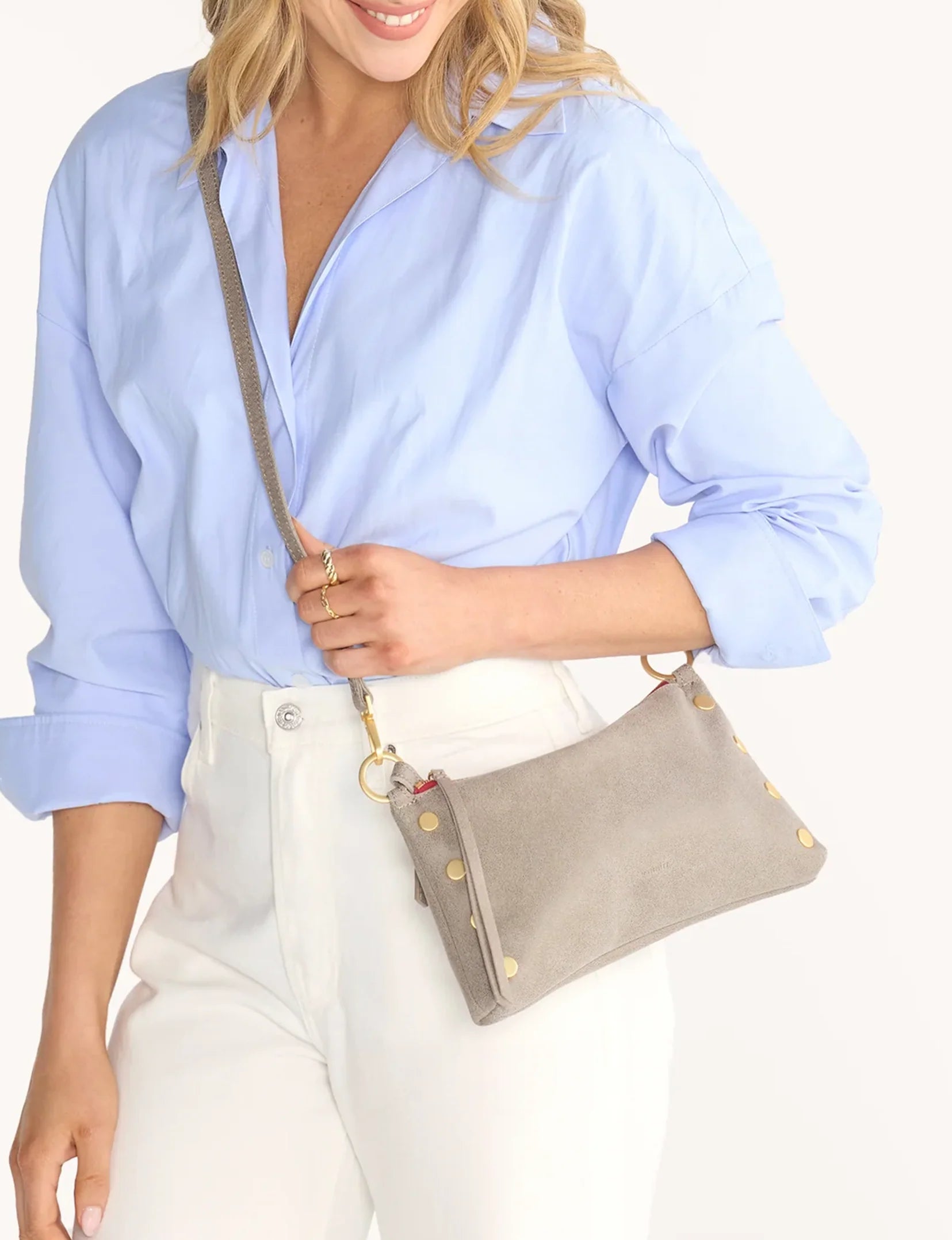 Kyle Small Handbag, Pewter/Brushed Gold