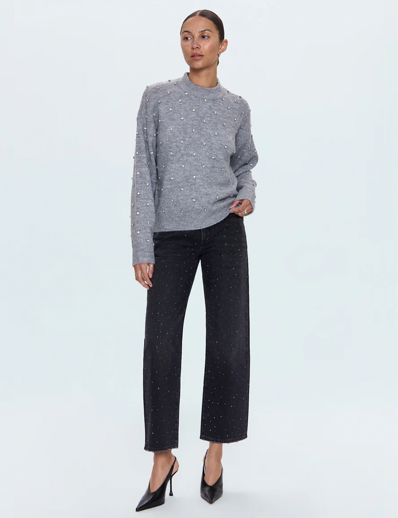 Aura Relaxed Sweater, Charcoal Diamonte