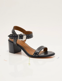 Buckle Up Block Heel, Black Tide Leather