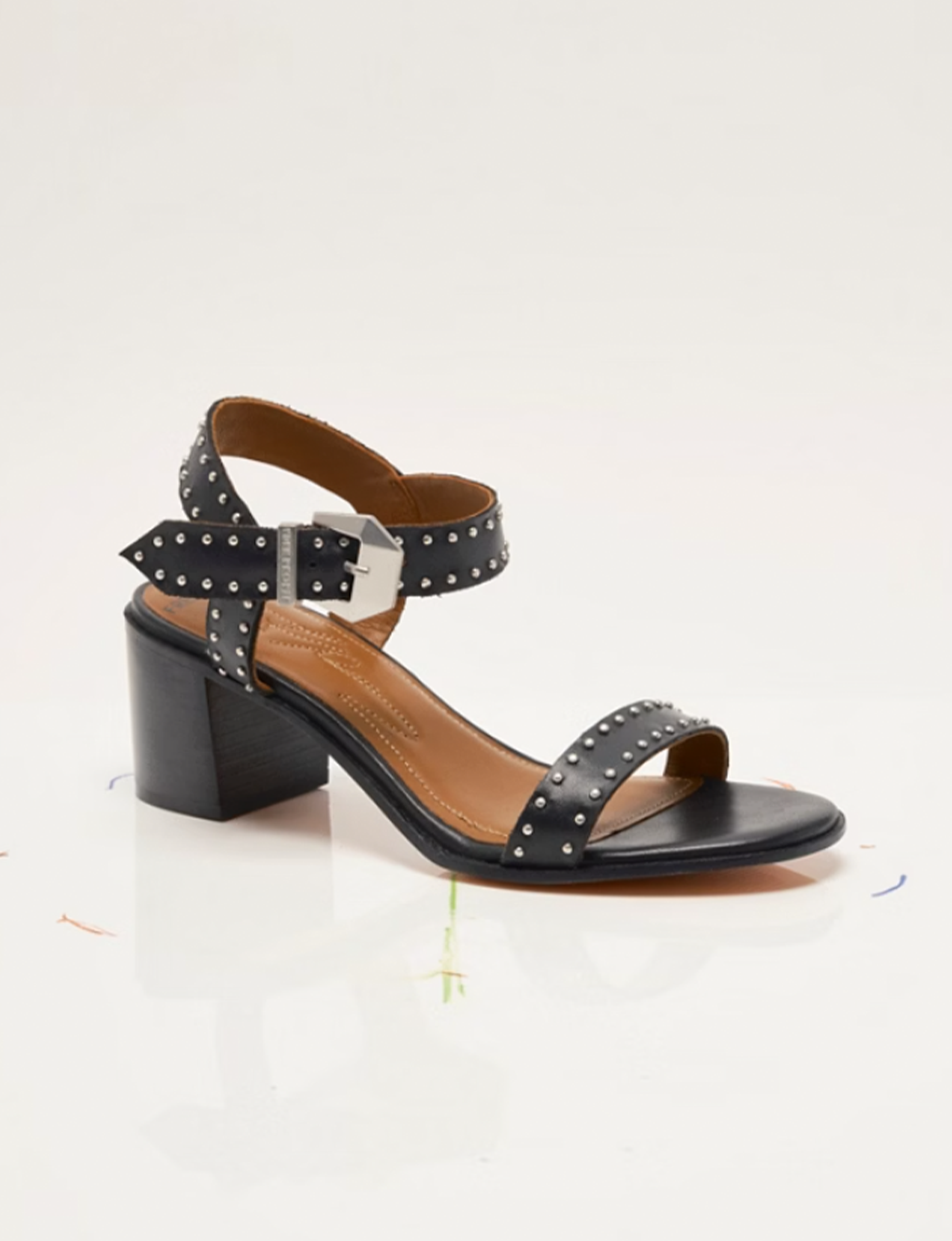 Buckle Up Block Heel, Black Tide Leather