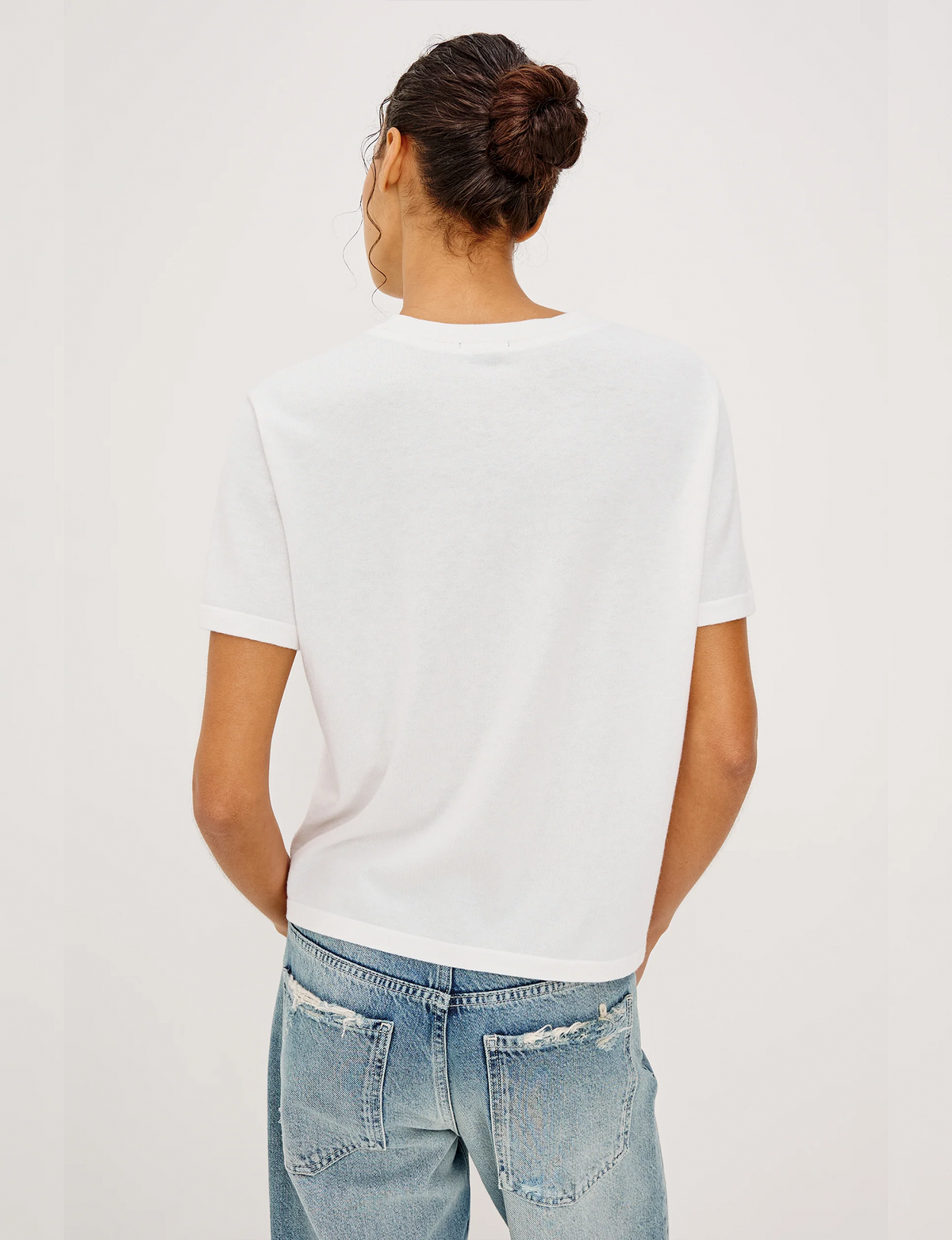 Cotton Cashmere LS Tee, White