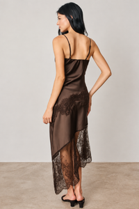 Askew Slip Dress, Umber Brown