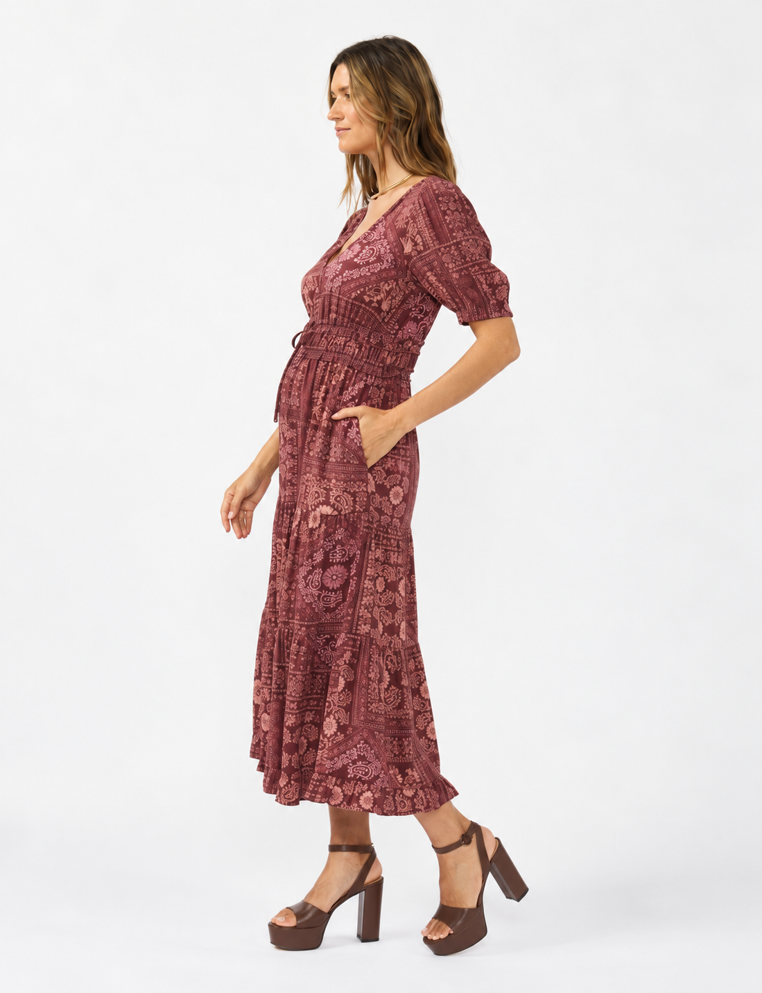 Grace Dress, Wine/Dusty Rose
