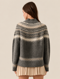 Fair Isle Cardigan, Charcoal