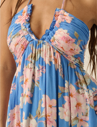Floral Maxi Dress, Retro Blue